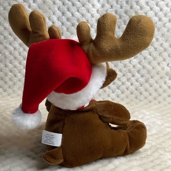 SEARS Vintage 2005 Plush Kris Moose Stuffed Animal Toy Santa Hat and Scarf - Picture 7 of 9